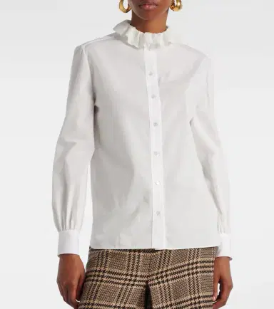 Saint Laurent Lace-trimmed cotton poplin blouse | Thumbnail 3 Saint Laurent Lace-trimmed cotton poplin blouse | Thumbnail 3