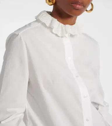 Saint Laurent Lace-trimmed cotton poplin blouse | Thumbnail 6 Saint Laurent Lace-trimmed cotton poplin blouse | Thumbnail 6