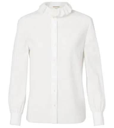 Saint Laurent Lace-trimmed cotton poplin blouse | Thumbnail 1 Saint Laurent Lace-trimmed cotton poplin blouse | Thumbnail 1