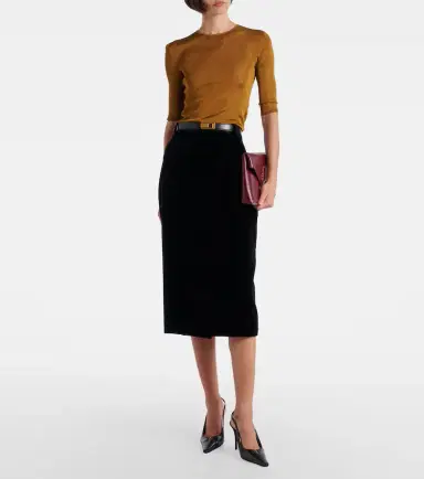 Saint Laurent Cotton velvet pencil skirt | Thumbnail 3 Saint Laurent Cotton velvet pencil skirt | Thumbnail 3