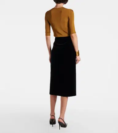 Saint Laurent Cotton velvet pencil skirt | Thumbnail 4 Saint Laurent Cotton velvet pencil skirt | Thumbnail 4