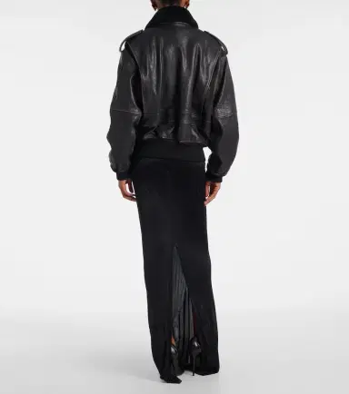 Saint Laurent Shearling-trimmed leather jacket | Thumbnail 3 Saint Laurent Shearling-trimmed leather jacket | Thumbnail 3