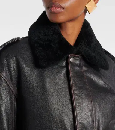 Saint Laurent Shearling-trimmed leather jacket | Thumbnail 6 Saint Laurent Shearling-trimmed leather jacket | Thumbnail 6