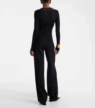 Saint Laurent Lace-trimmed semi-sheer silk top | Thumbnail 4 Saint Laurent Lace-trimmed semi-sheer silk top | Thumbnail 4