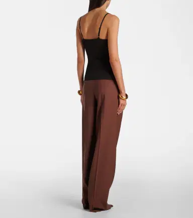 Saint Laurent Lace-trimmed ribbed-knit silk camisole | Thumbnail 2 Saint Laurent Lace-trimmed ribbed-knit silk camisole | Thumbnail 2