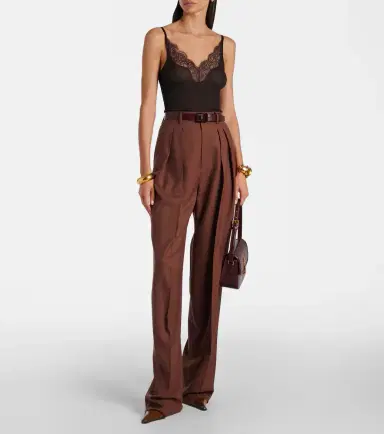 Saint Laurent Lace-trimmed ribbed-knit silk camisole | Thumbnail 3 Saint Laurent Lace-trimmed ribbed-knit silk camisole | Thumbnail 3