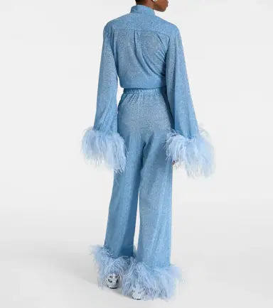 Oséree Oséree Lumière feather-trimmed wide-leg pants | Thumbnail 2 Oséree Oséree Lumière feather-trimmed wide-leg pants | Thumbnail 2