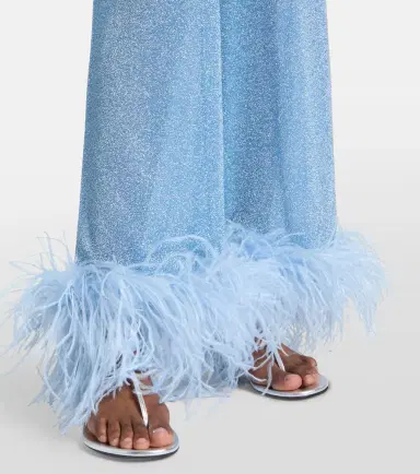Oséree Oséree Lumière feather-trimmed wide-leg pants | Thumbnail 4 Oséree Oséree Lumière feather-trimmed wide-leg pants | Thumbnail 4