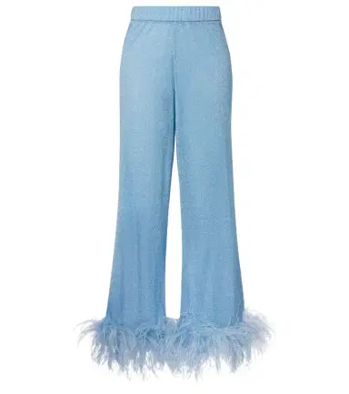 Oséree Oséree Lumière feather-trimmed wide-leg pants | Thumbnail 1 Oséree Oséree Lumière feather-trimmed wide-leg pants | Thumbnail 1