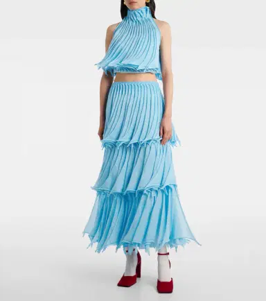 Alaïa Alaïa Pleated tiered maxi skirt | Thumbnail 3 Alaïa Alaïa Pleated tiered maxi skirt | Thumbnail 3