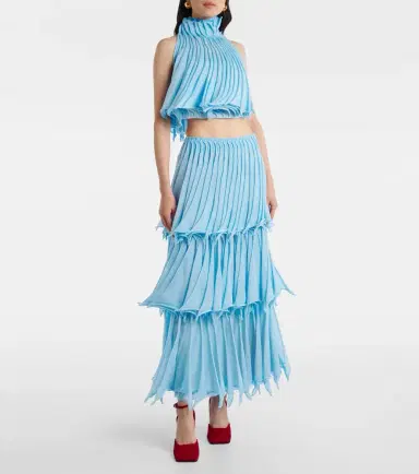 Alaïa Alaïa Pleated tiered maxi skirt | Thumbnail 6 Alaïa Alaïa Pleated tiered maxi skirt | Thumbnail 6