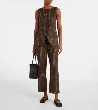Posse Thea pinstripe high-rise linen pants | Thumbnail 3 Posse Thea pinstripe high-rise linen pants | Thumbnail 3