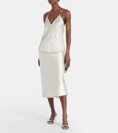 Sportmax Ruta pleated satin pencil skirt | Thumbnail 2 Sportmax Ruta pleated satin pencil skirt | Thumbnail 2