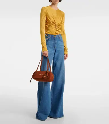 Versace Tag suede shoulder bag | Thumbnail 4 Versace Tag suede shoulder bag | Thumbnail 4