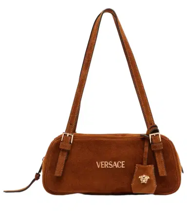Versace Tag suede shoulder bag | Thumbnail 1 Versace Tag suede shoulder bag | Thumbnail 1
