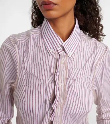 Maison Margiela Pinstriped ruffled cotton poplin shirt | Thumbnail 2 Maison Margiela Pinstriped ruffled cotton poplin shirt | Thumbnail 2