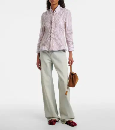 Maison Margiela Pinstriped ruffled cotton poplin shirt | Thumbnail 6 Maison Margiela Pinstriped ruffled cotton poplin shirt | Thumbnail 6
