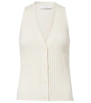 Max Mara Bimba ribbed-knit cotton-blend vest | Thumbnail 1 Max Mara Bimba ribbed-knit cotton-blend vest | Thumbnail 1
