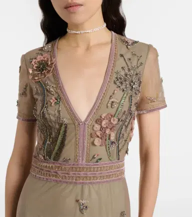 Costarellos Floral embellished gown | Thumbnail 3 Costarellos Floral embellished gown | Thumbnail 3