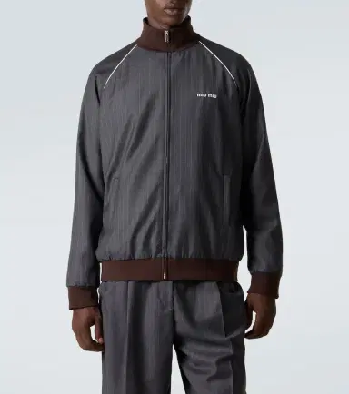 Miu Miu Logo pinstripe virgin wool track jacket | Thumbnail 3 Miu Miu Logo pinstripe virgin wool track jacket | Thumbnail 3