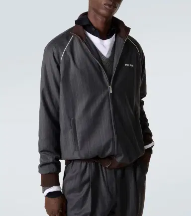 Miu Miu Logo pinstripe virgin wool track jacket | Thumbnail 5 Miu Miu Logo pinstripe virgin wool track jacket | Thumbnail 5