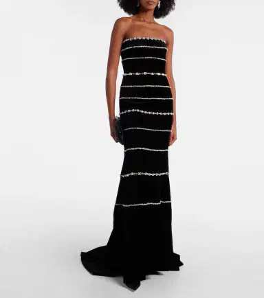 Costarellos Shaula crystal-embellished cotton velvet bustier gown | Thumbnail 3 Costarellos Shaula crystal-embellished cotton velvet bustier gown | Thumbnail 3