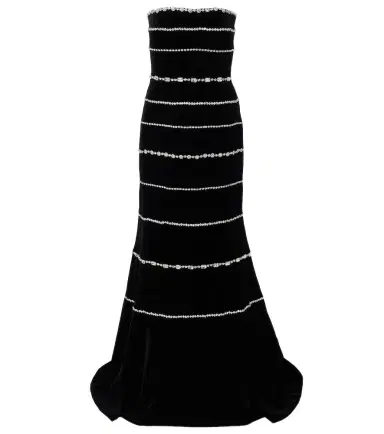 Costarellos Shaula crystal-embellished cotton velvet bustier gown | Thumbnail 1 Costarellos Shaula crystal-embellished cotton velvet bustier gown | Thumbnail 1