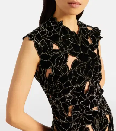 Costarellos Serisa embellished lace-trimmed velvet gown | Thumbnail 3 Costarellos Serisa embellished lace-trimmed velvet gown | Thumbnail 3