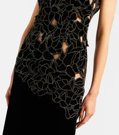 Costarellos Serisa embellished lace-trimmed velvet gown | Thumbnail 6 Costarellos Serisa embellished lace-trimmed velvet gown | Thumbnail 6