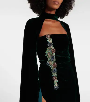 Costarellos Brisha caped embellished velvet gown | Thumbnail 2 Costarellos Brisha caped embellished velvet gown | Thumbnail 2