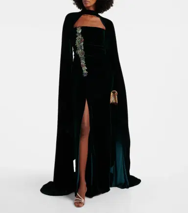 Costarellos Brisha caped embellished velvet gown | Thumbnail 4 Costarellos Brisha caped embellished velvet gown | Thumbnail 4