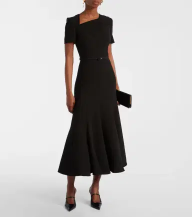 Roland Mouret Belted crêpe midi dress | Thumbnail 4 Roland Mouret Belted crêpe midi dress | Thumbnail 4