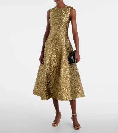 Emilia Wickstead Mara metallic-effect seersucker midi dress | Thumbnail 3 Emilia Wickstead Mara metallic-effect seersucker midi dress | Thumbnail 3
