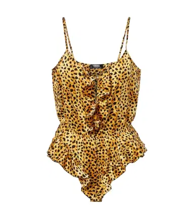 Versace Leopard-print silk satin bodysuit | Thumbnail 1 Versace Leopard-print silk satin bodysuit | Thumbnail 1