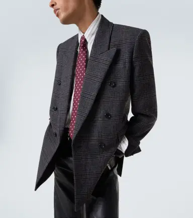 Saint Laurent Checked wool and cashmere blazer | Thumbnail 2 Saint Laurent Checked wool and cashmere blazer | Thumbnail 2