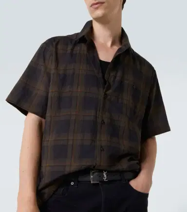 Saint Laurent Tartan checked cotton voile shirt | Thumbnail 3 Saint Laurent Tartan checked cotton voile shirt | Thumbnail 3