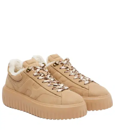 Hogan H-Stripes shearling-lined suede sneakers | Thumbnail 1 Hogan H-Stripes shearling-lined suede sneakers | Thumbnail 1