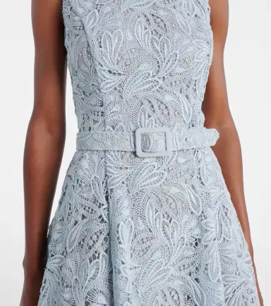 Oscar de la Renta Belted floral lace midi dress | Thumbnail 4 Oscar de la Renta Belted floral lace midi dress | Thumbnail 4