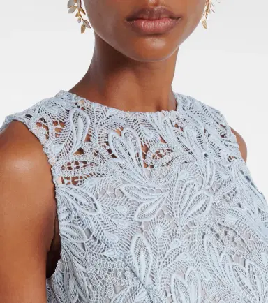 Oscar de la Renta Belted floral lace midi dress | Thumbnail 5 Oscar de la Renta Belted floral lace midi dress | Thumbnail 5