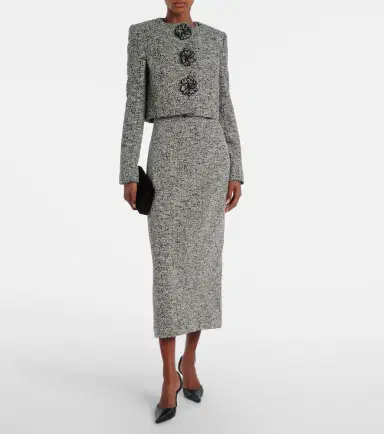 Oscar de la Renta Floral-appliqué cotton-blend tweed jacket | Thumbnail 2 Oscar de la Renta Floral-appliqué cotton-blend tweed jacket | Thumbnail 2