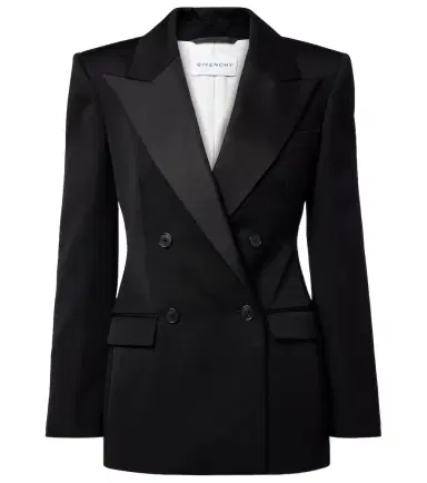 Givenchy Double-breasted satin-trimmed wool blazer | Thumbnail 1 Givenchy Double-breasted satin-trimmed wool blazer | Thumbnail 1