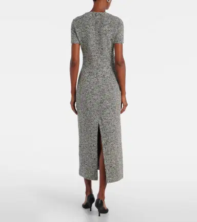 Oscar de la Renta Floral-appliqué cotton-blend tweed midi dress | Thumbnail 3 Oscar de la Renta Floral-appliqué cotton-blend tweed midi dress | Thumbnail 3