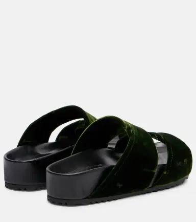Dries Van Noten Leather-trimmed velvet slides | Thumbnail 2 Dries Van Noten Leather-trimmed velvet slides | Thumbnail 2