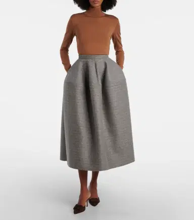 Erdem Striped wool and mohair flannel midi skirt | Thumbnail 2 Erdem Striped wool and mohair flannel midi skirt | Thumbnail 2