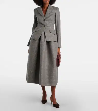 Erdem Striped wool and mohair flannel midi skirt | Thumbnail 4 Erdem Striped wool and mohair flannel midi skirt | Thumbnail 4