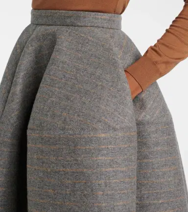 Erdem Striped wool and mohair flannel midi skirt | Thumbnail 5 Erdem Striped wool and mohair flannel midi skirt | Thumbnail 5