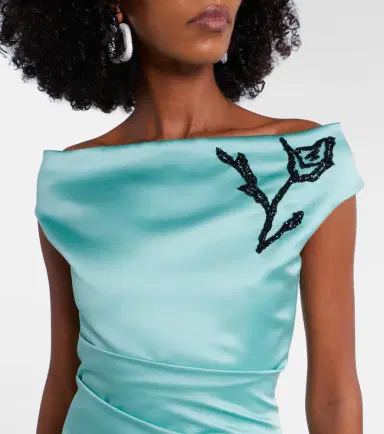 Erdem Floral off-shoulder duchesse satin gown | Thumbnail 4 Erdem Floral off-shoulder duchesse satin gown | Thumbnail 4