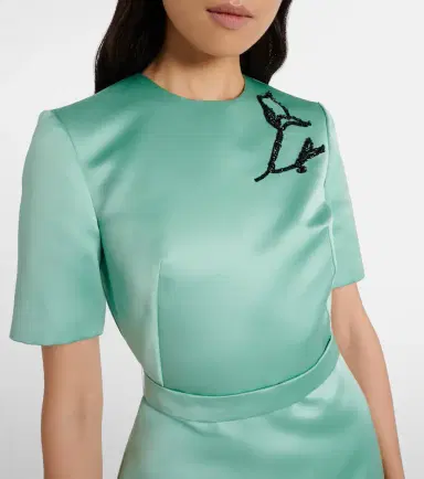 Erdem Floral belted duchesse satin midi dress | Thumbnail 2 Erdem Floral belted duchesse satin midi dress | Thumbnail 2