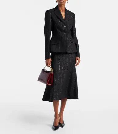 Erdem Pinstripe wool midi skirt | Thumbnail 4 Erdem Pinstripe wool midi skirt | Thumbnail 4