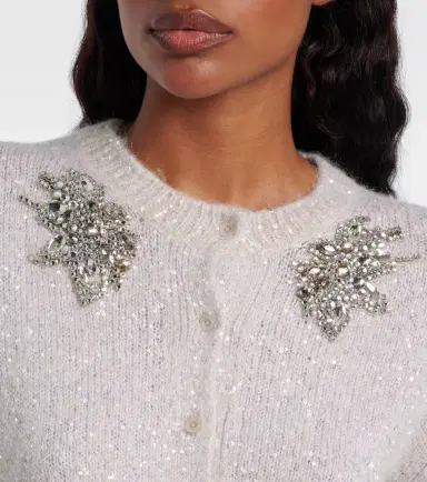 Erdem Embellished cropped alpaca-blend cardigan | Thumbnail 2 Erdem Embellished cropped alpaca-blend cardigan | Thumbnail 2
